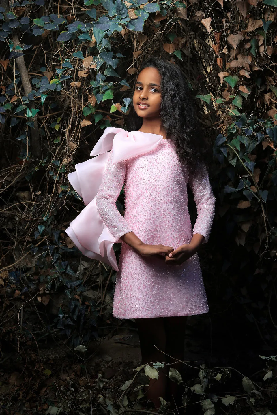 Pink Reem Trapeze Bow Dress