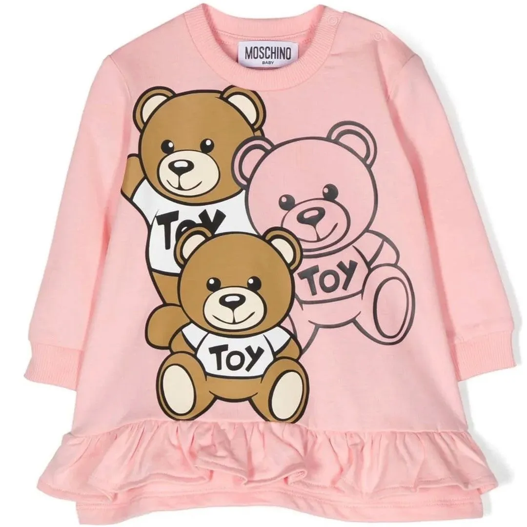 Pink Three Bear Print Dress