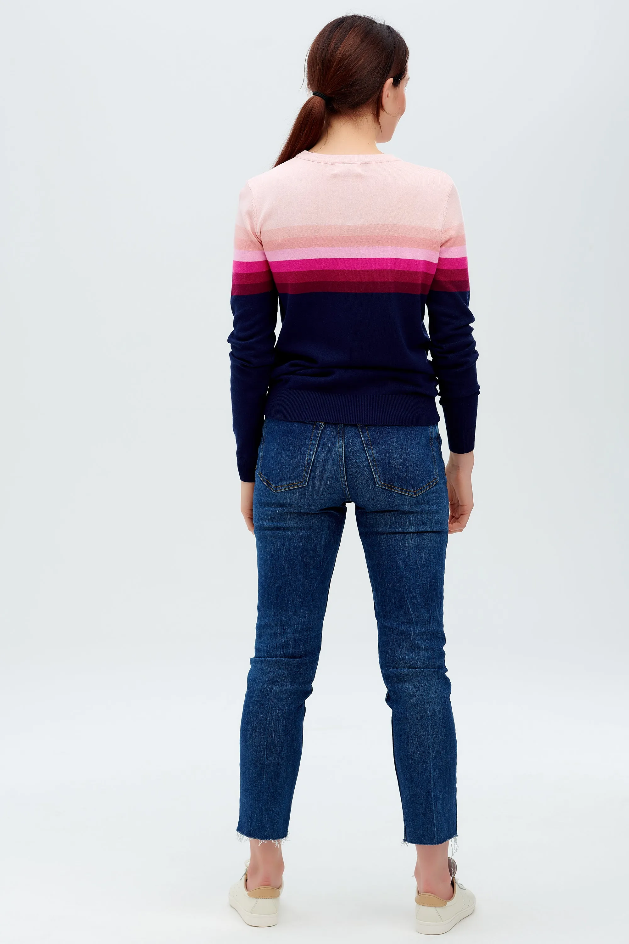 Rita Jumper - Navy. Pink Gradient Stripes