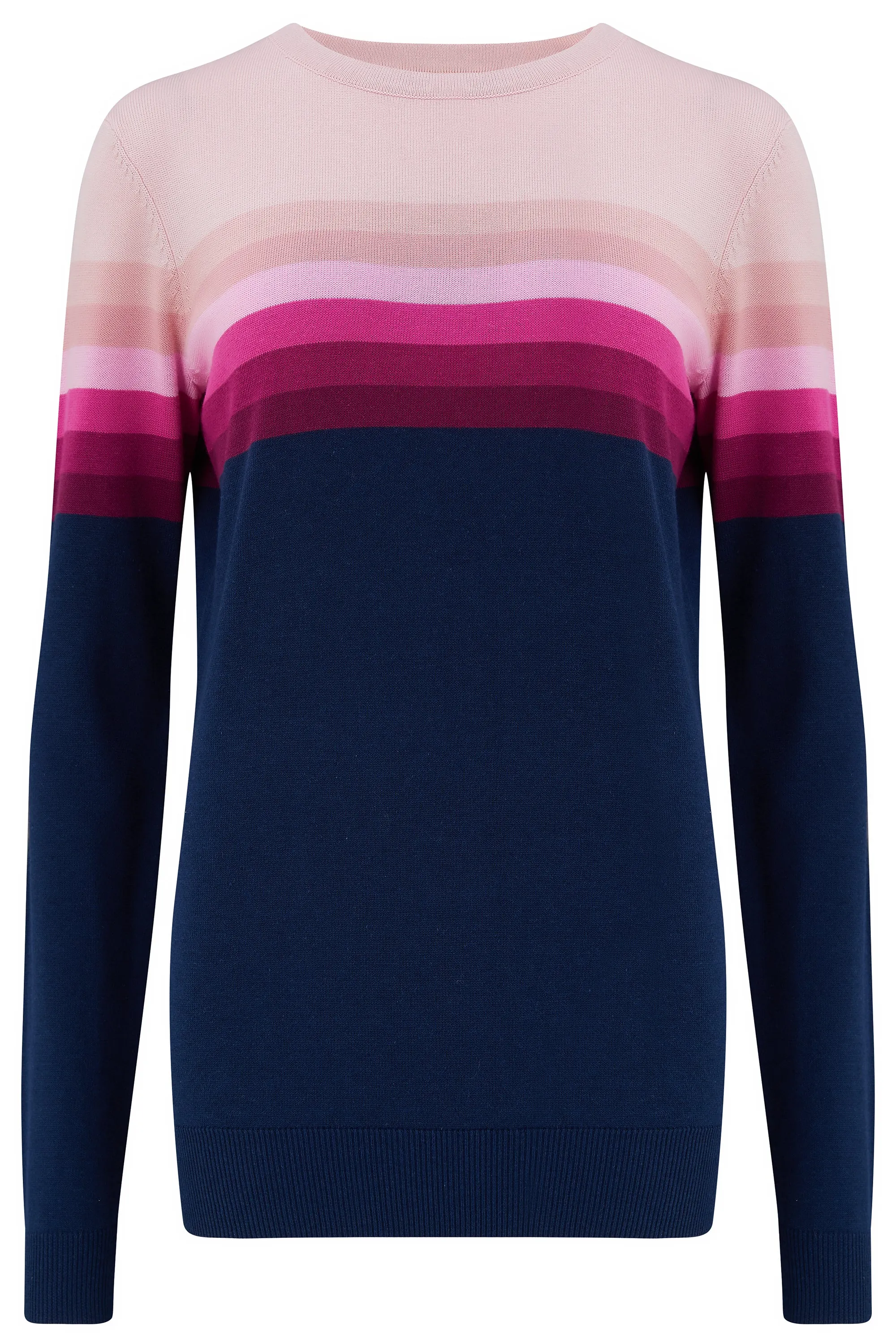 Rita Jumper - Navy. Pink Gradient Stripes