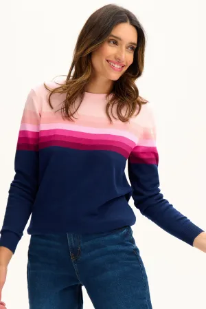 Rita Jumper - Navy. Pink Gradient Stripes
