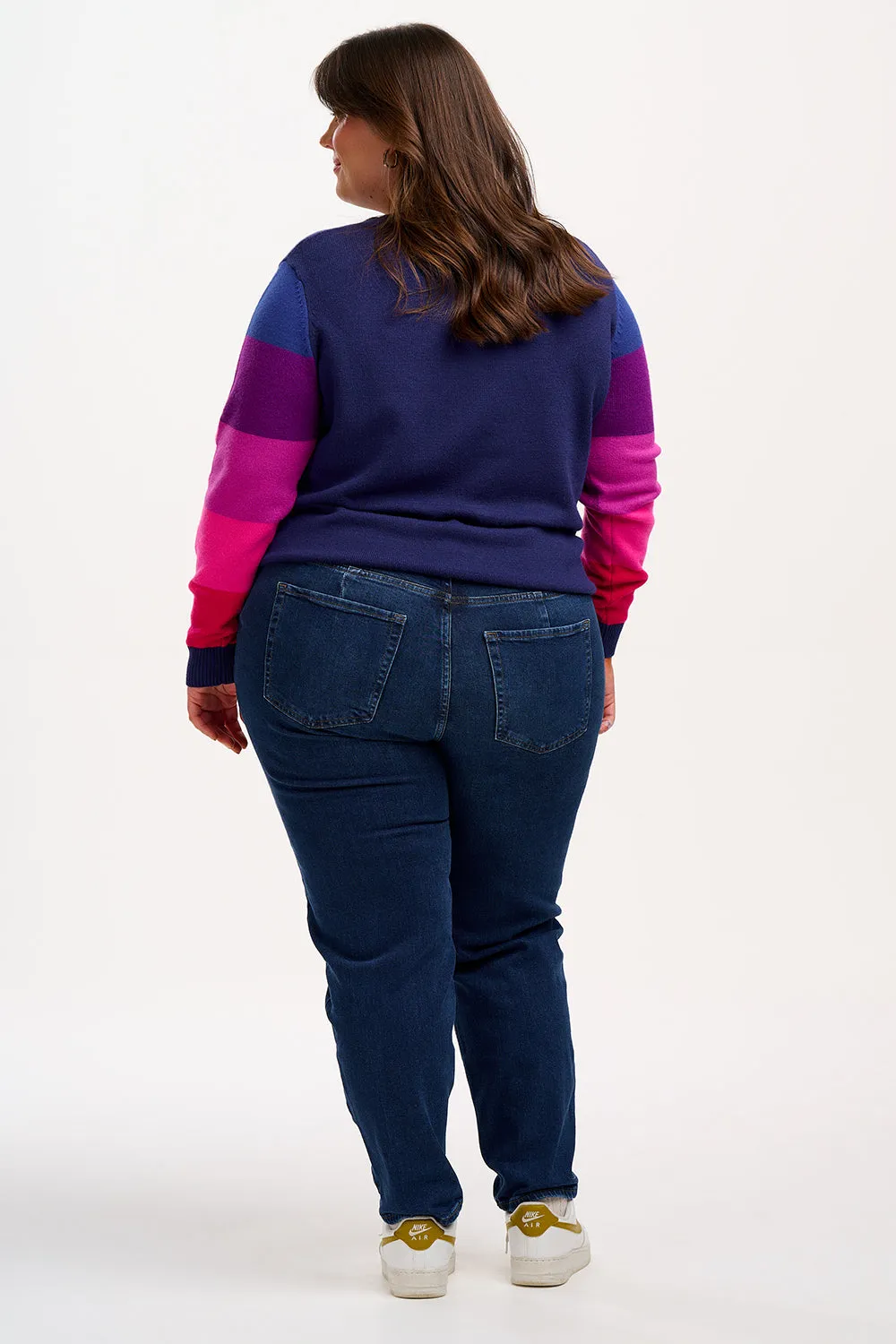 Stacey Jumper - Navy. Colour Block Sleeve