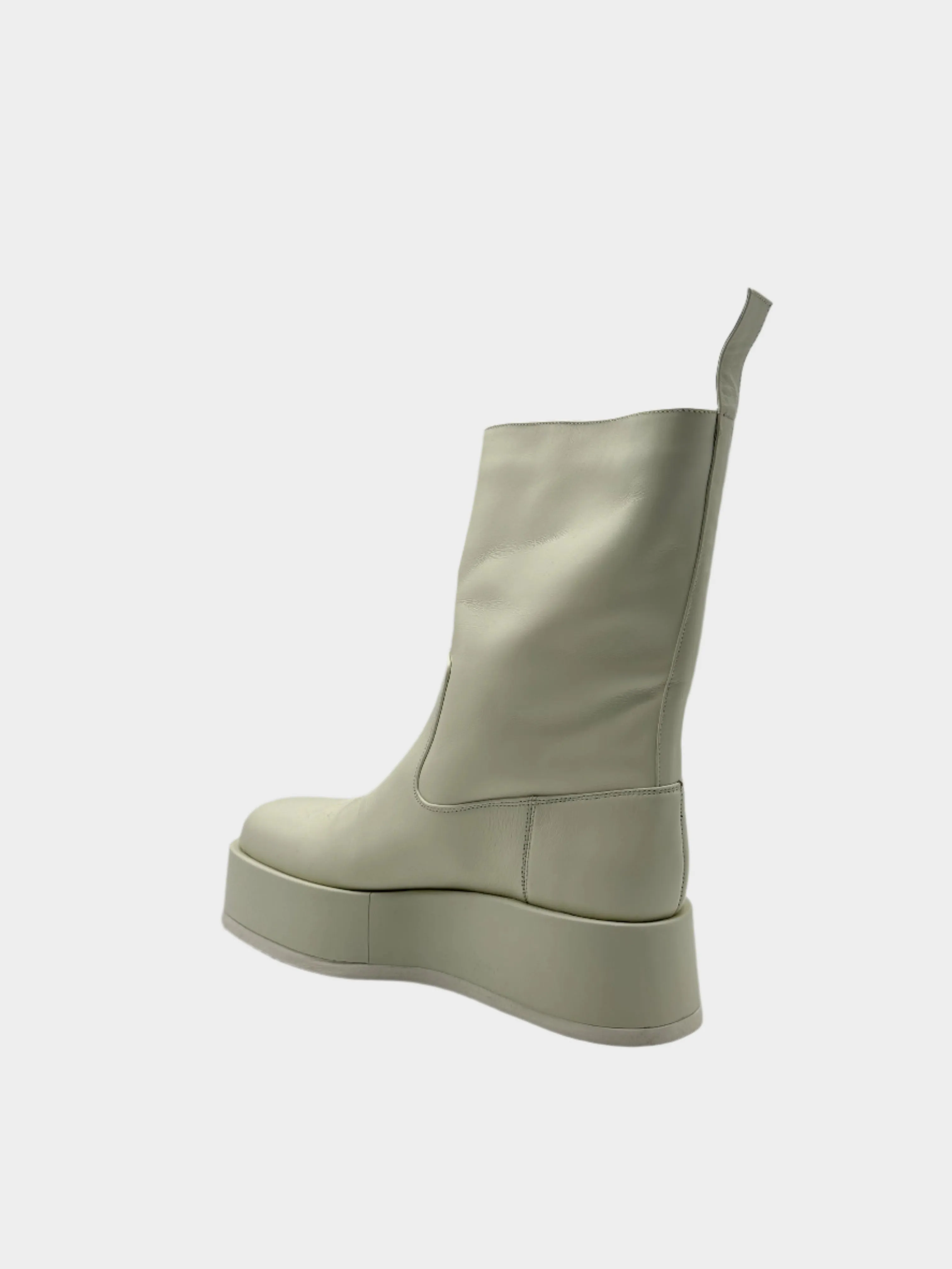 Stivaletti Con Zeppa In Pelle Ivory