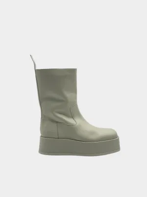 Stivaletti Con Zeppa In Pelle Ivory
