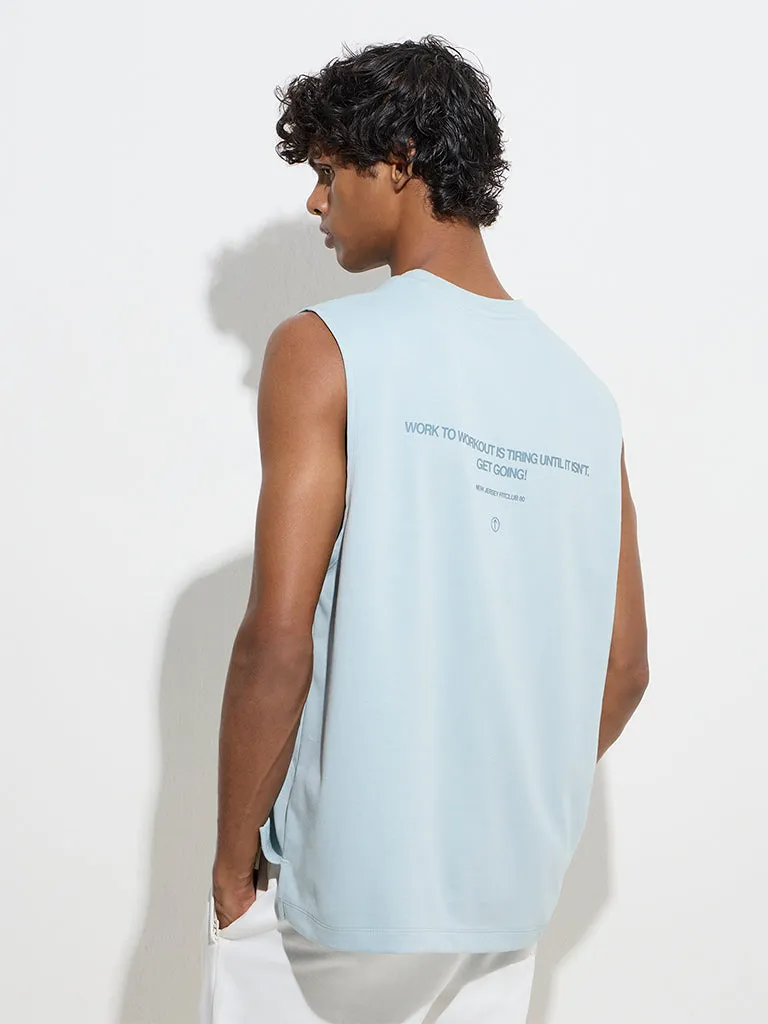 Studiofit Light Blue Relaxed-Fit Cotton-Blend T-Shirt