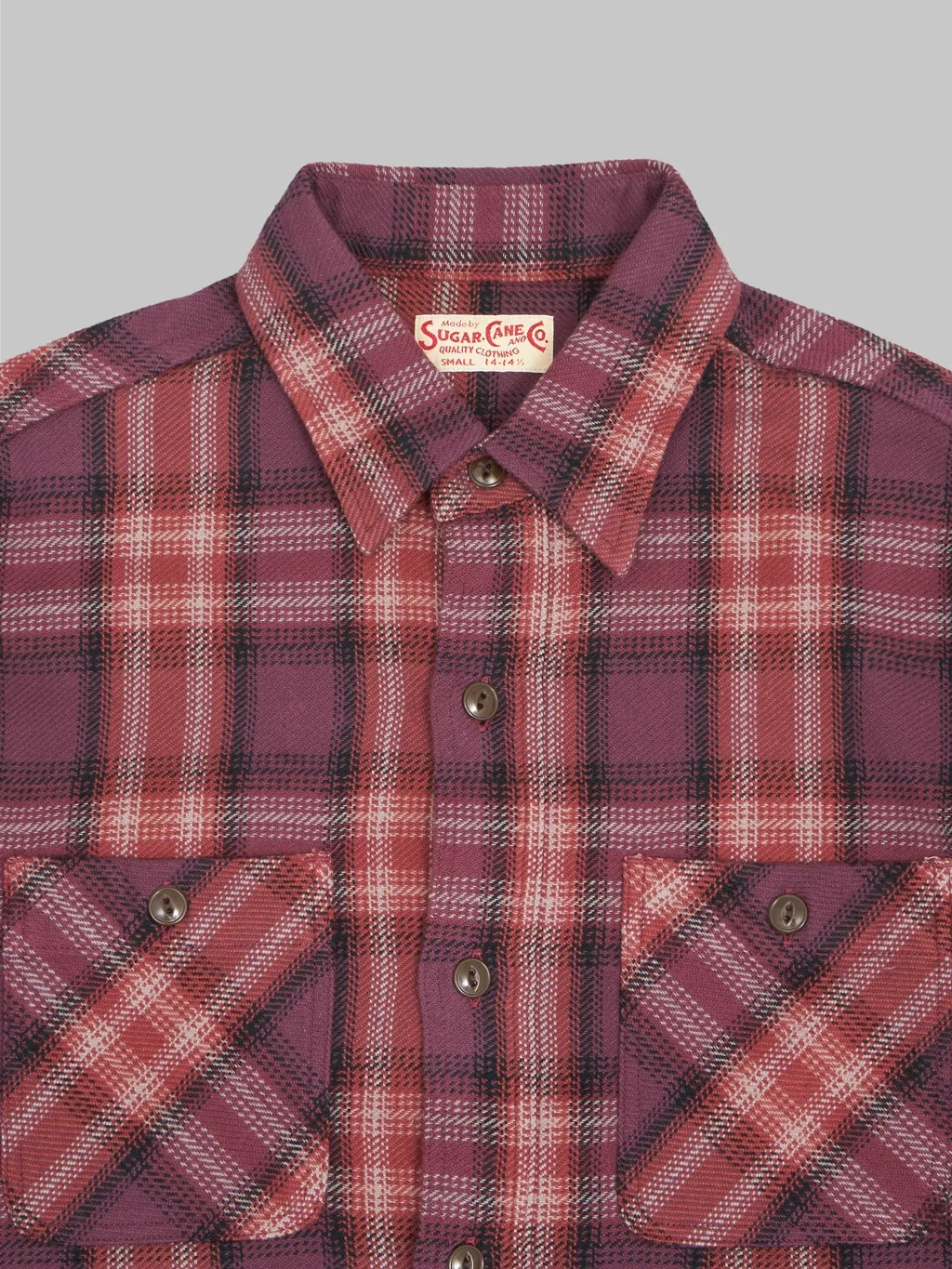 Sugar Cane Twill Check Flannel Shirt Red