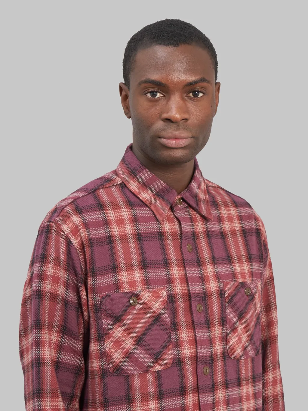Sugar Cane Twill Check Flannel Shirt Red