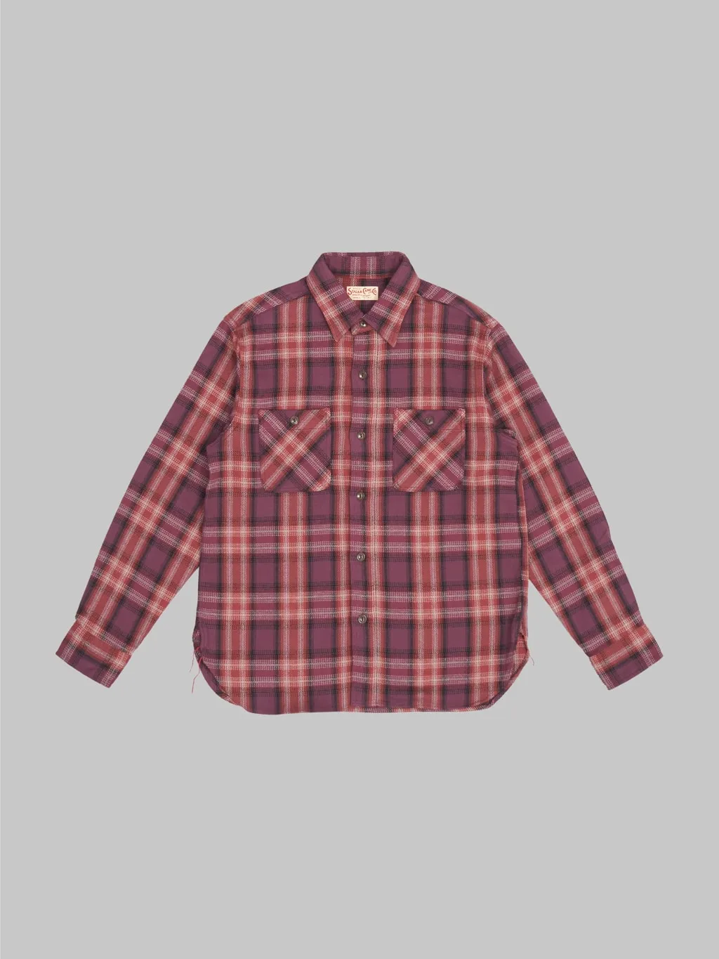 Sugar Cane Twill Check Flannel Shirt Red