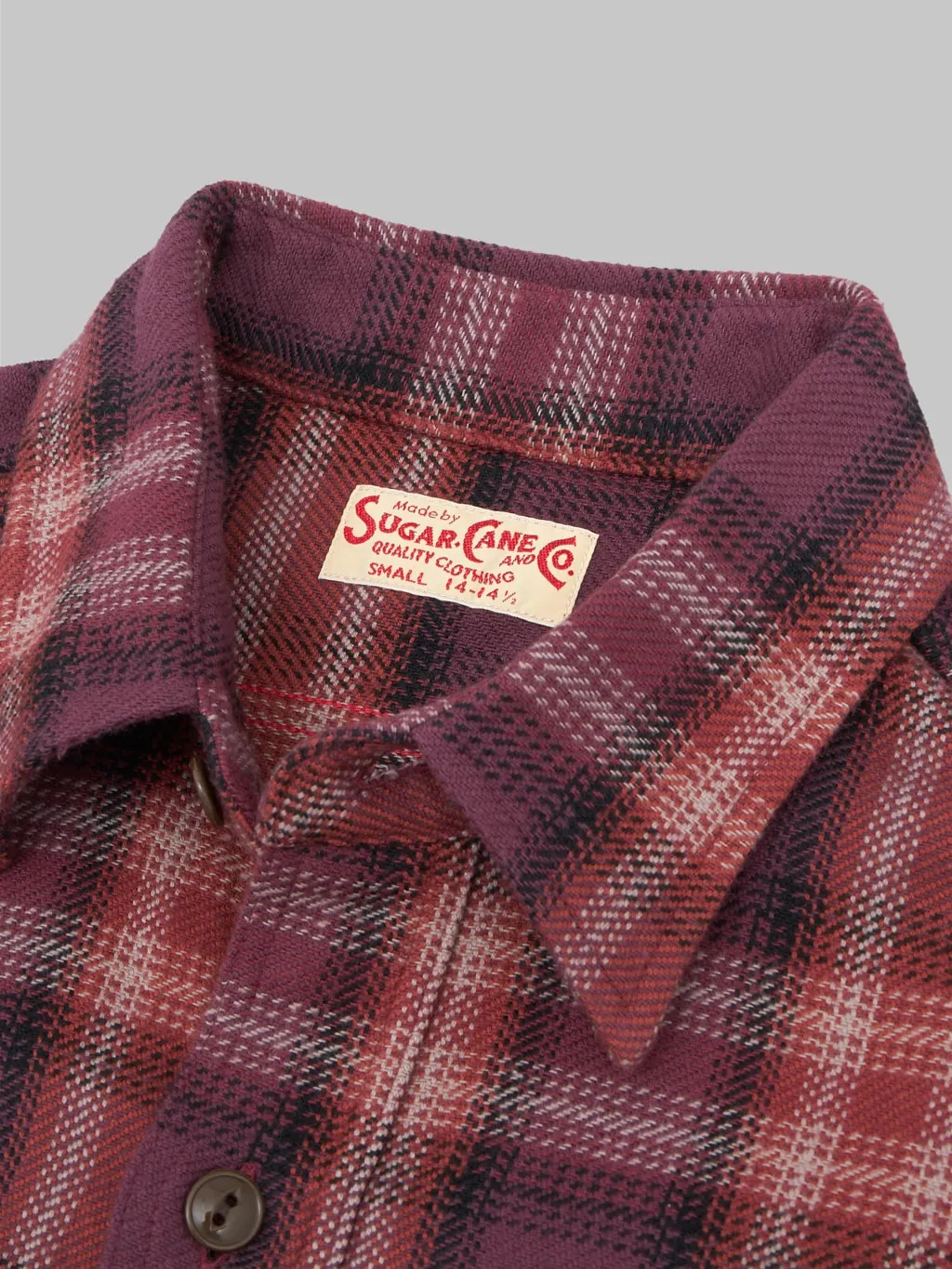 Sugar Cane Twill Check Flannel Shirt Red