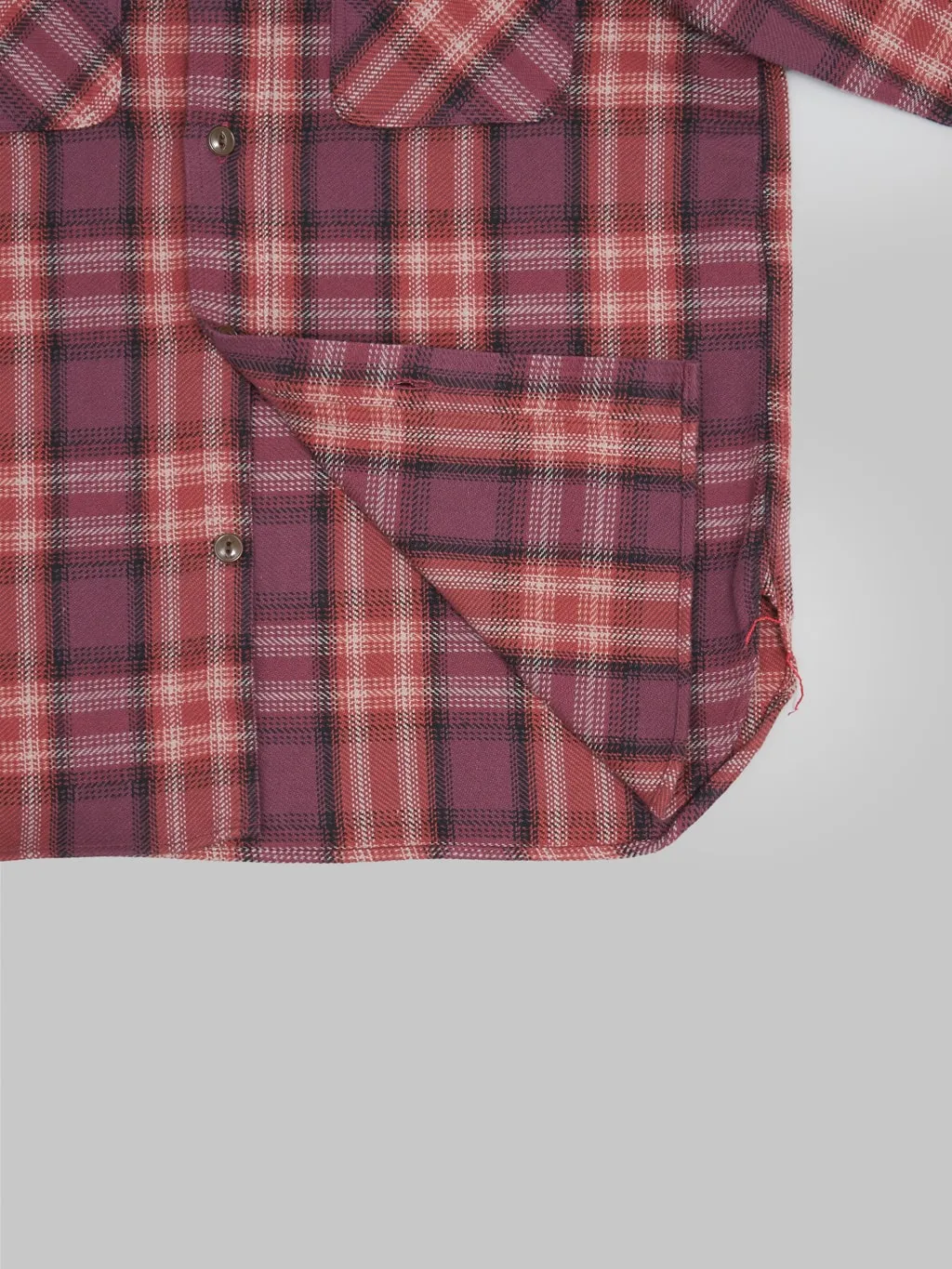 Sugar Cane Twill Check Flannel Shirt Red
