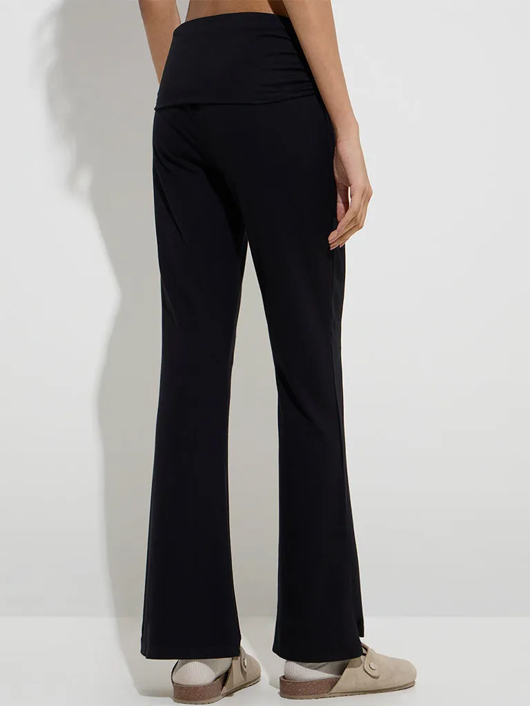Superstar Black High-Rise Cotton-Blend Pants