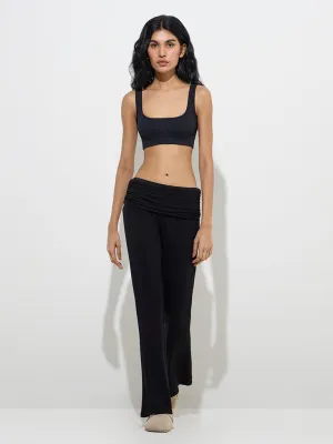 Superstar Black High-Rise Cotton-Blend Pants