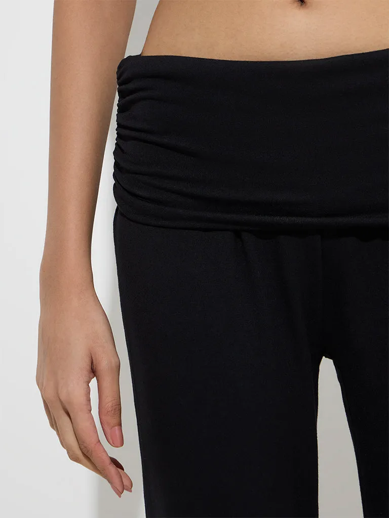 Superstar Black High-Rise Cotton-Blend Pants