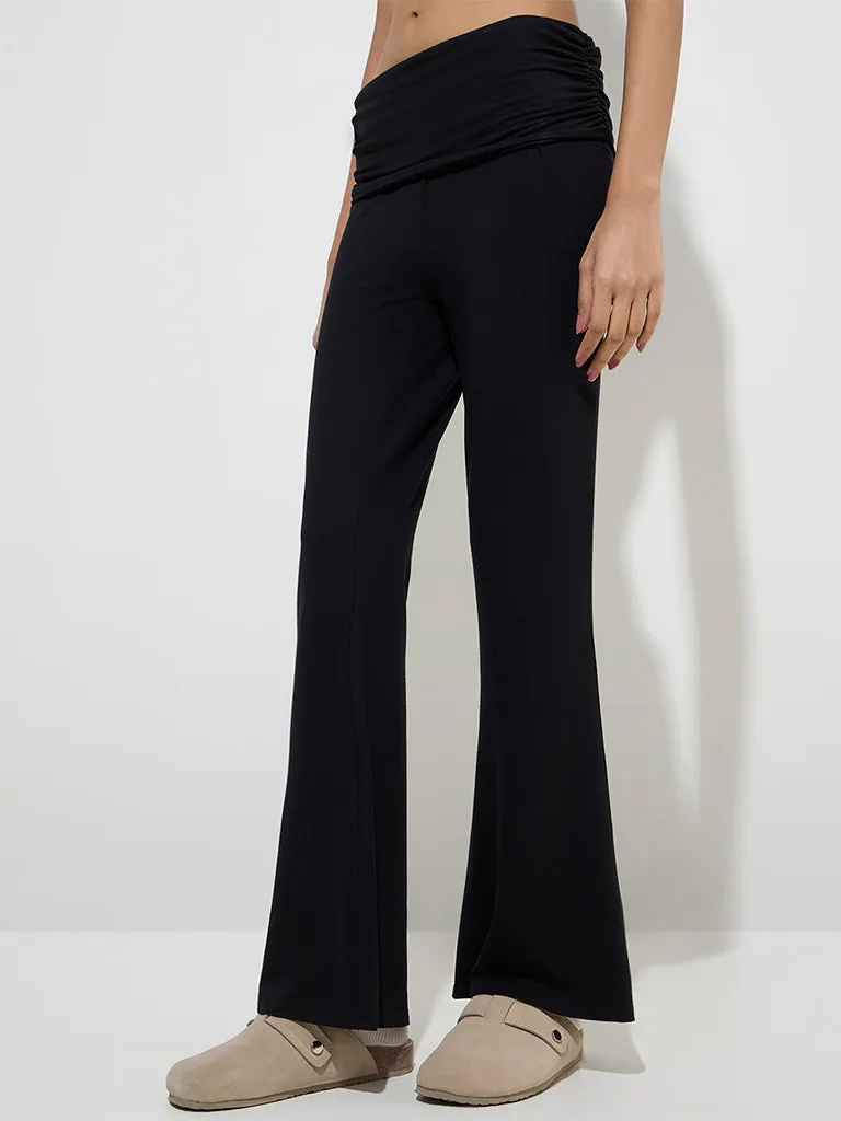 Superstar Black High-Rise Cotton-Blend Pants