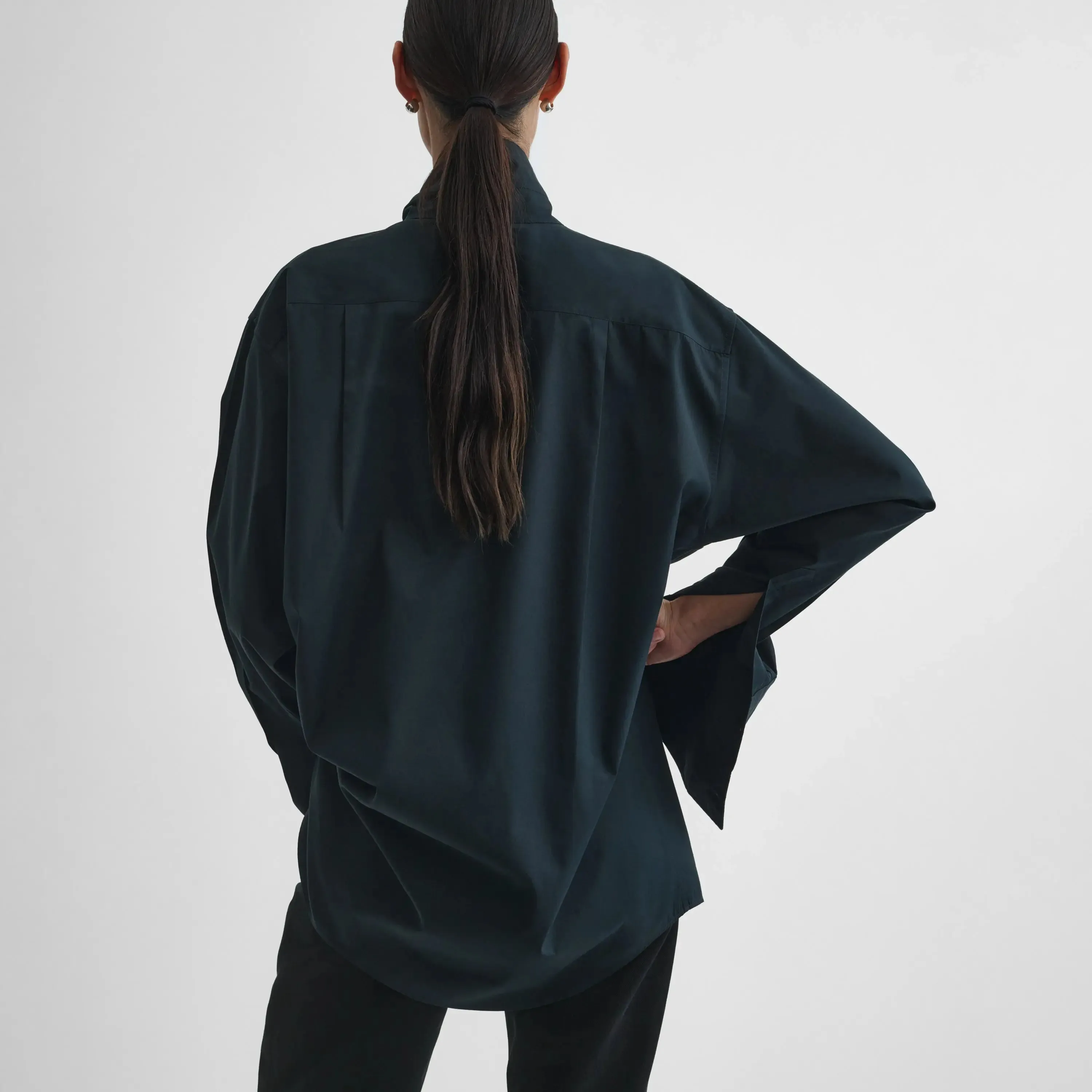 TIE NECK SHIRT | midnight cotton