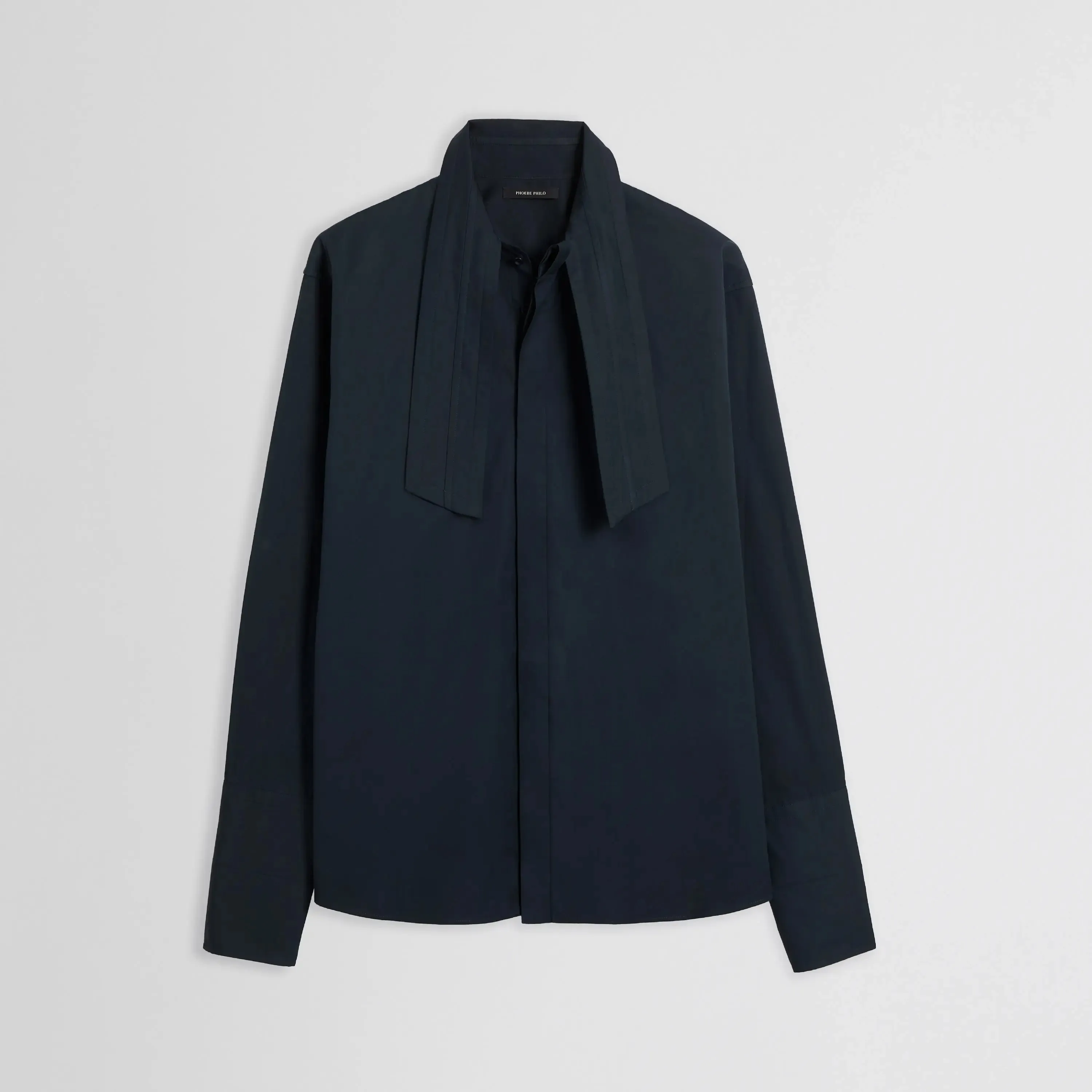TIE NECK SHIRT | midnight cotton