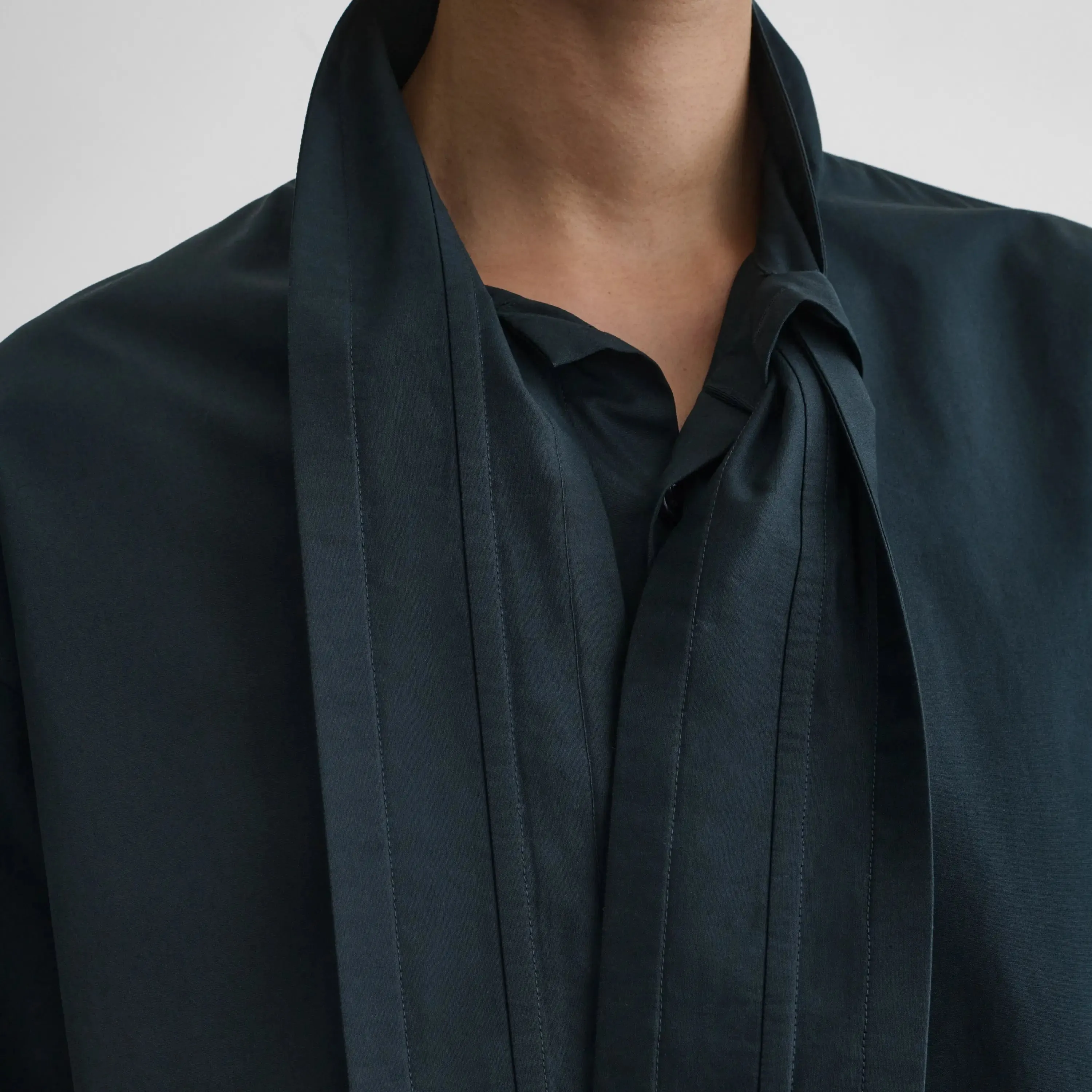 TIE NECK SHIRT | midnight cotton