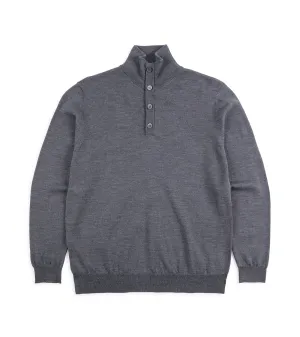 Trunk Bennet Merino Button Neck Sweater: Grey