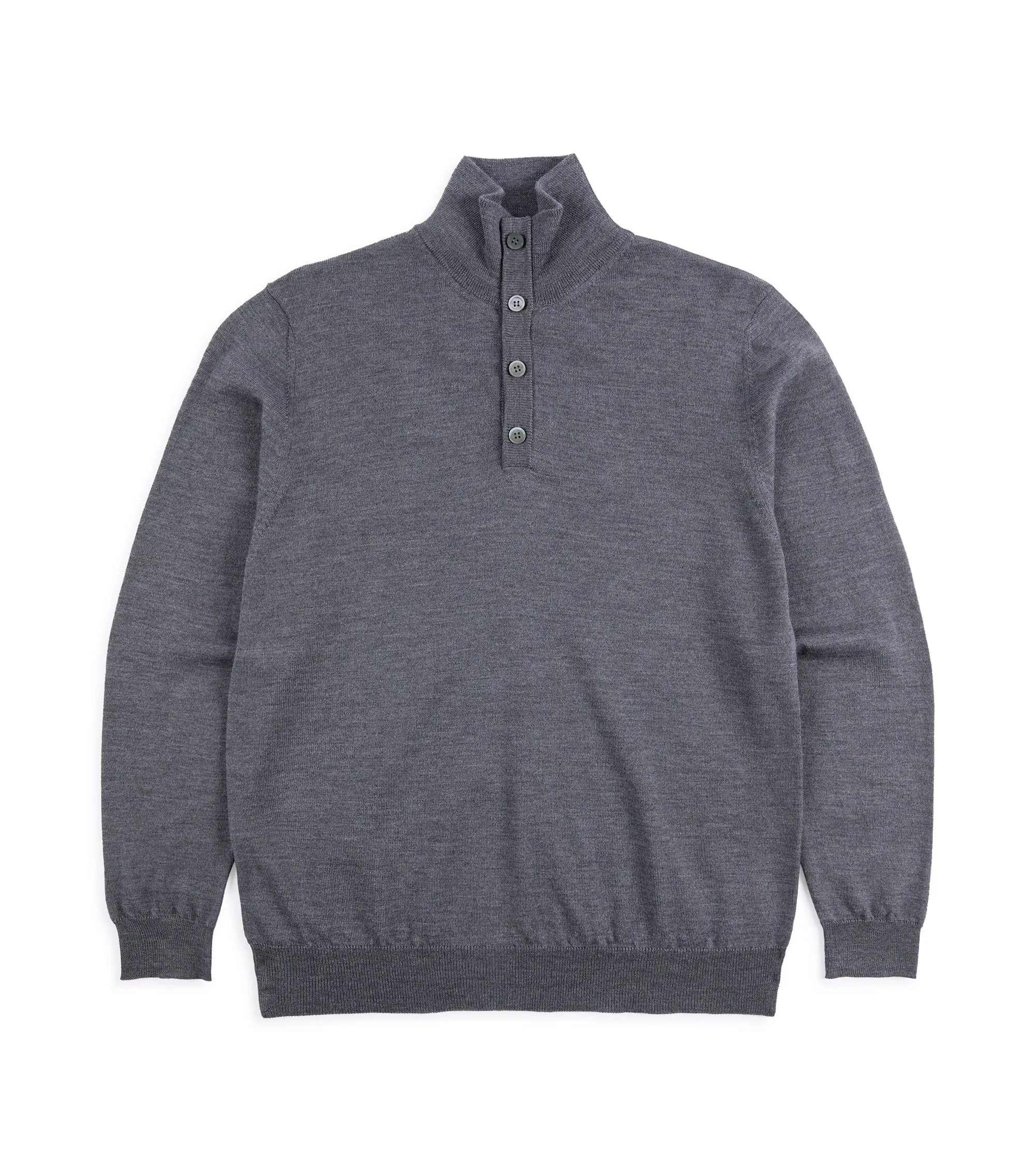 Trunk Bennet Merino Button Neck Sweater: Grey