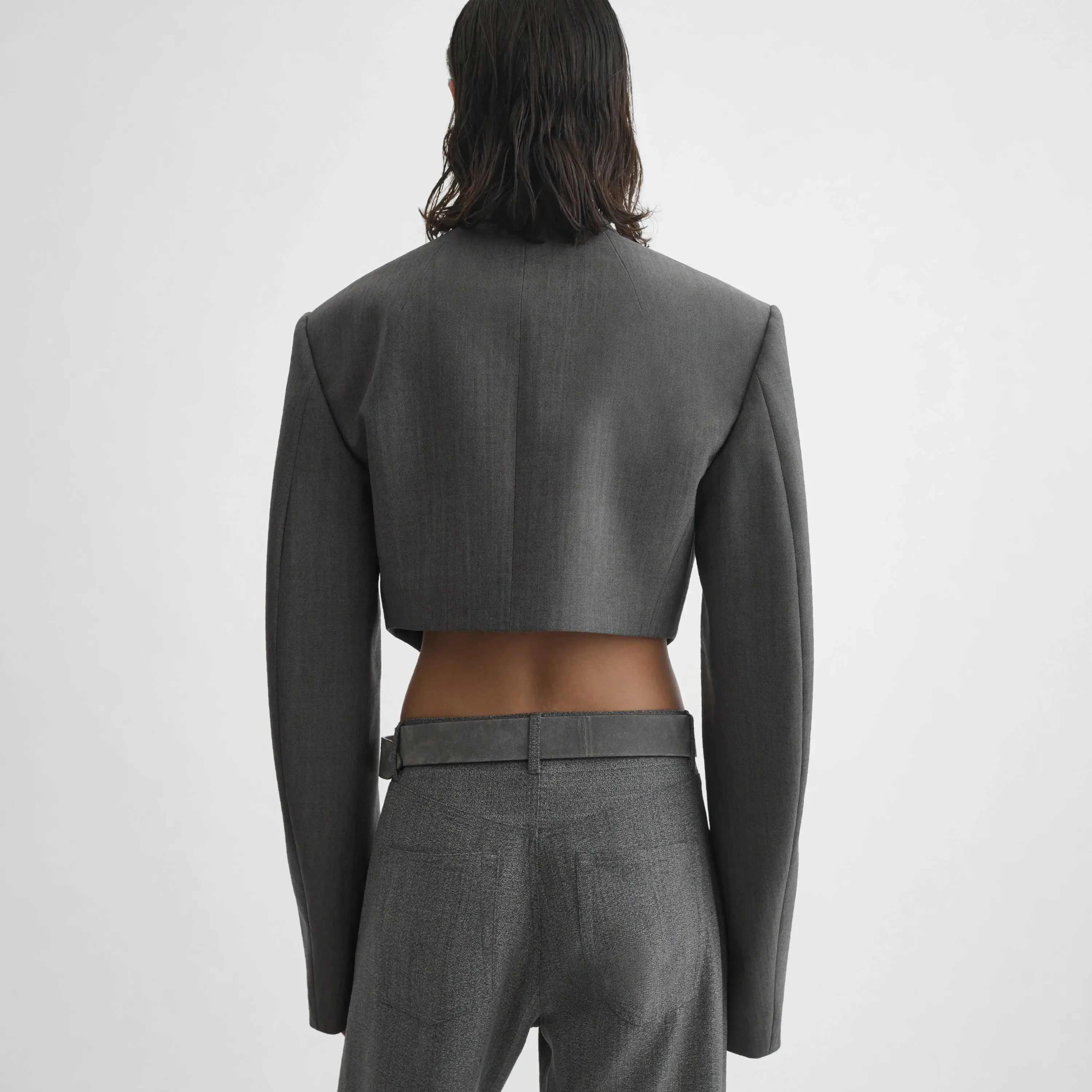 TUCKED TAILORED JACKET | dark taupe wool