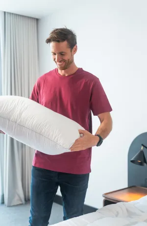 USA Standard Size Medium Density Pillow 95% White Premium Polish Goose Down German Batiste TE100