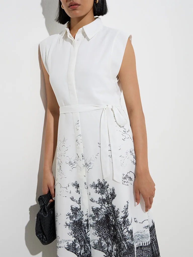 Wardrobe Ivory Scenic-Inspired Shirt Dress with Belt