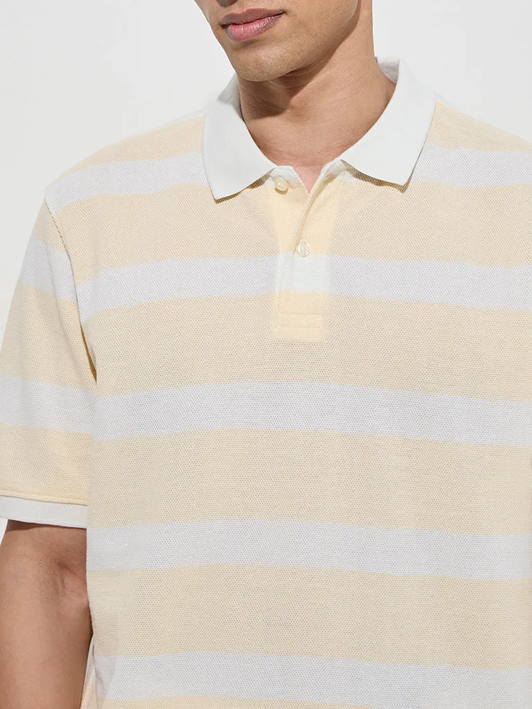 WES Casuals Yellow Relaxed-Fit Cotton-Blend Polo T-Shirt