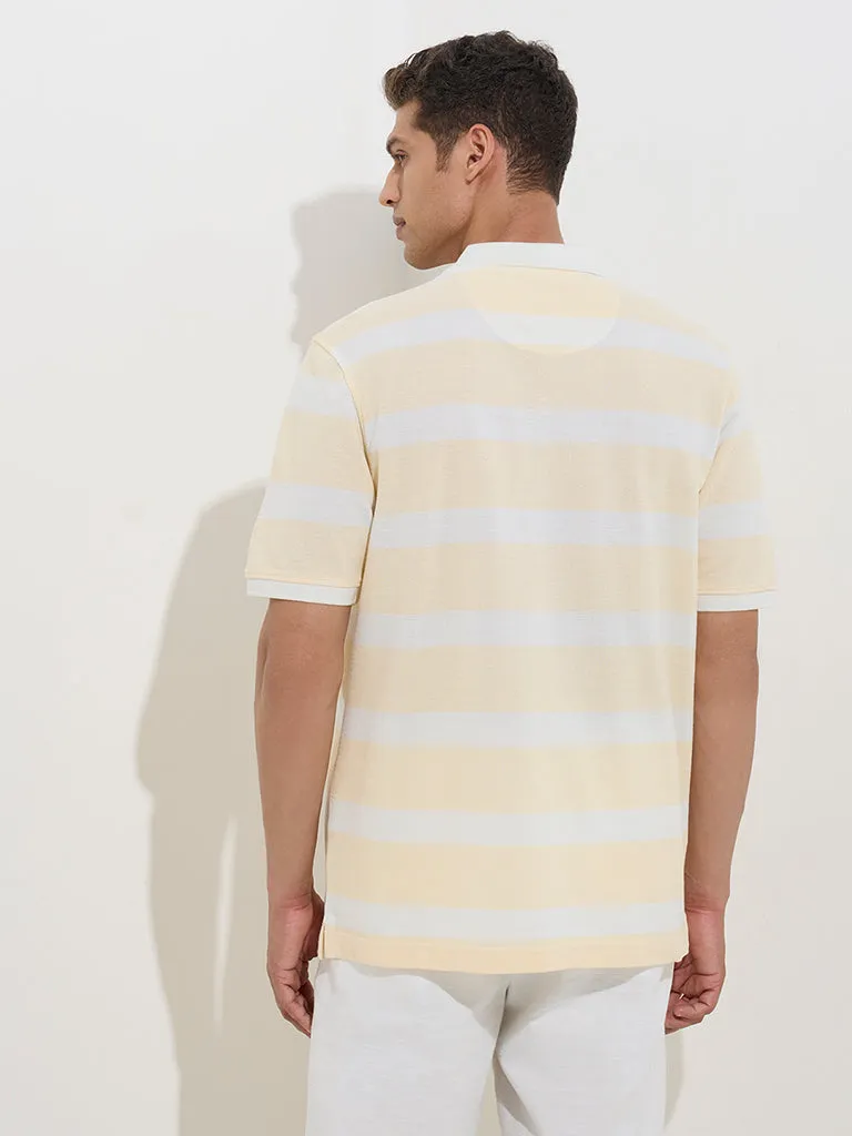 WES Casuals Yellow Relaxed-Fit Cotton-Blend Polo T-Shirt