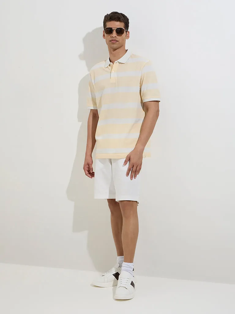 WES Casuals Yellow Relaxed-Fit Cotton-Blend Polo T-Shirt