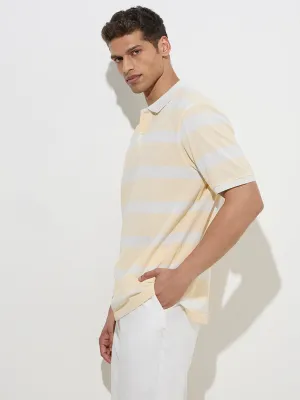 WES Casuals Yellow Relaxed-Fit Cotton-Blend Polo T-Shirt