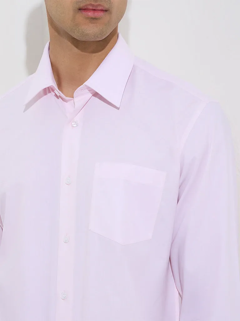 WES Formals Pink Solid Relaxed-Fit Cotton Shirt