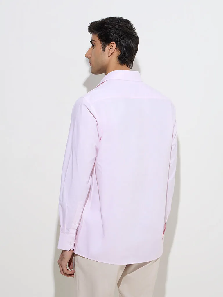WES Formals Pink Solid Relaxed-Fit Cotton Shirt