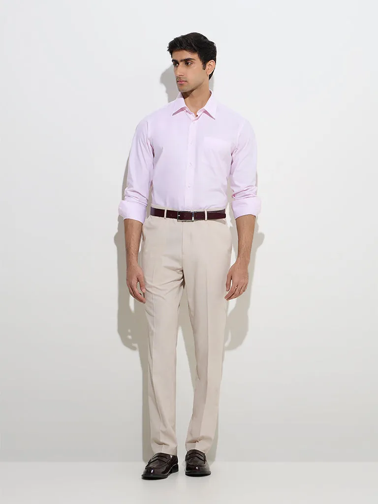 WES Formals Pink Solid Relaxed-Fit Cotton Shirt