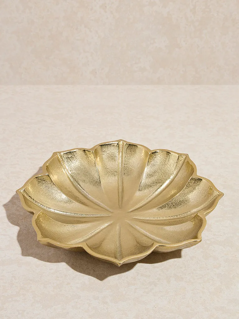 Westside Home Gold Lotus-Shaped Decorative Platter