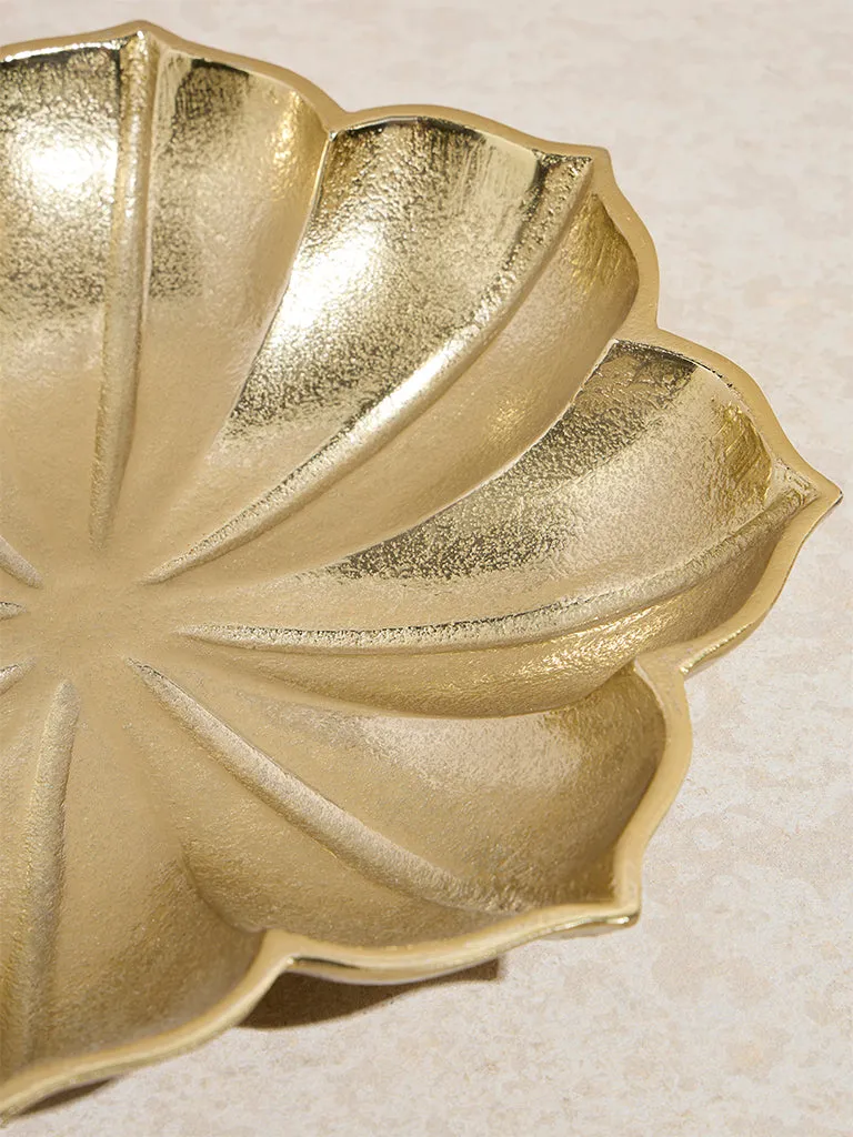 Westside Home Gold Lotus-Shaped Decorative Platter