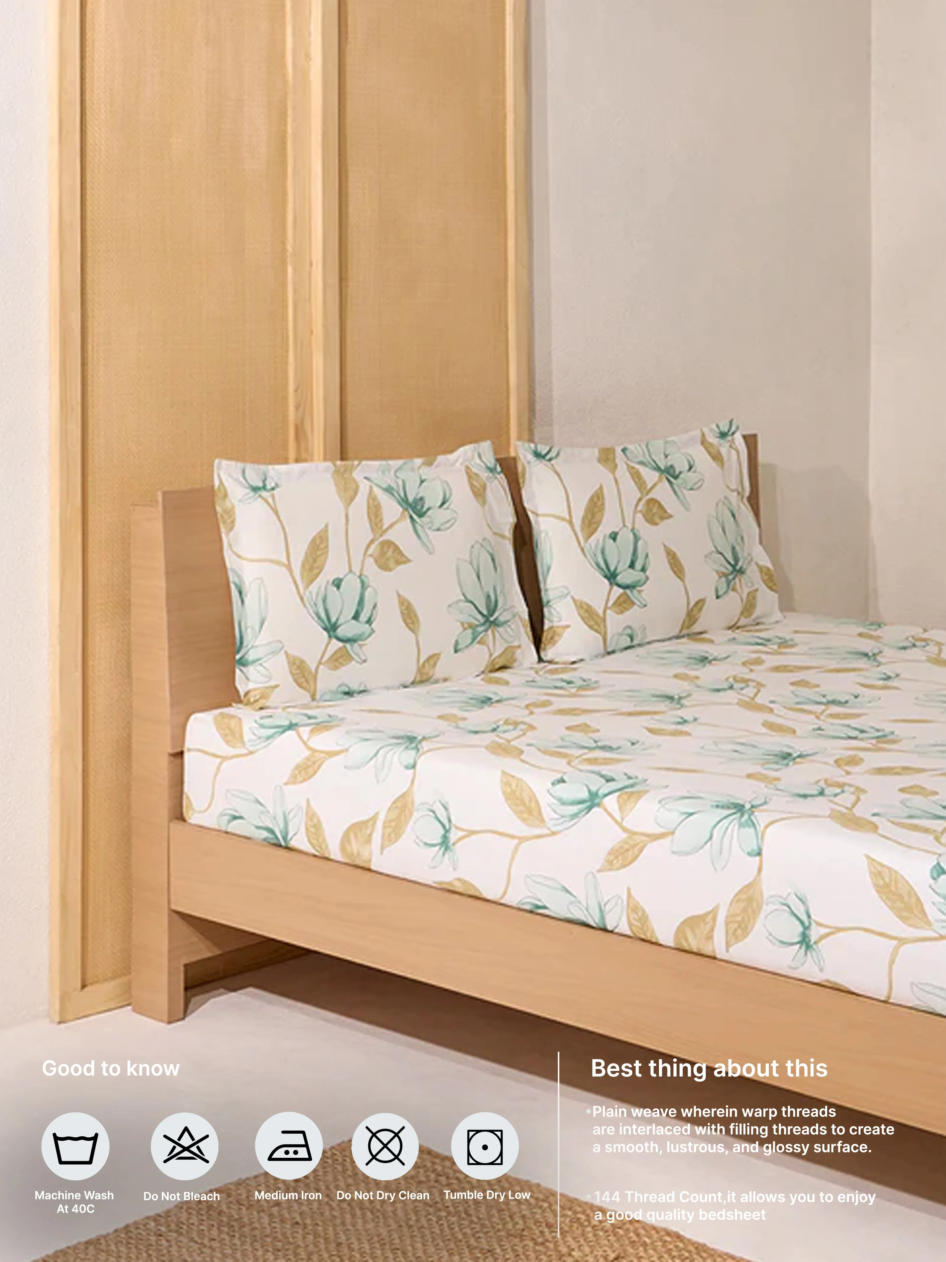 Westside Home Multicolour King Bed Fitted Sheet and Pillowcase Set
