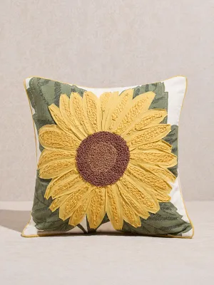 Westside Home Yellow Sunflower Design Cushion Cover