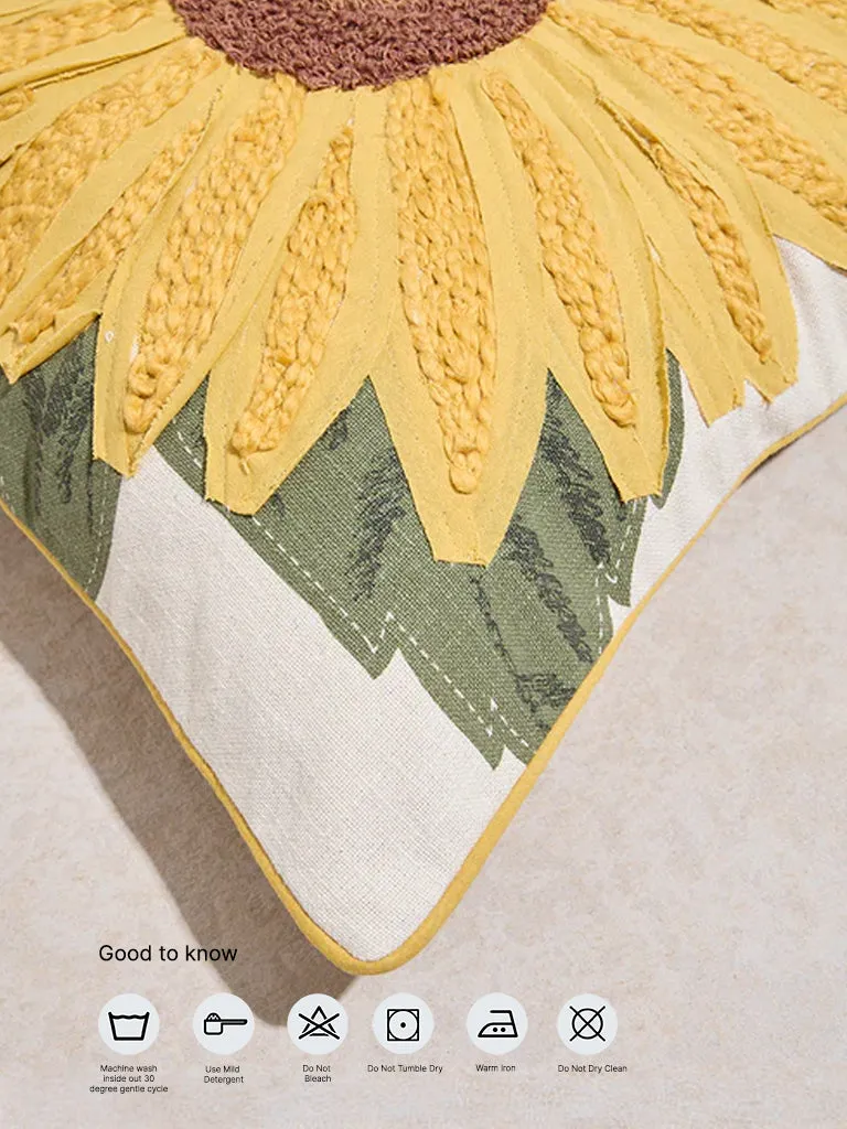 Westside Home Yellow Sunflower Design Cushion Cover