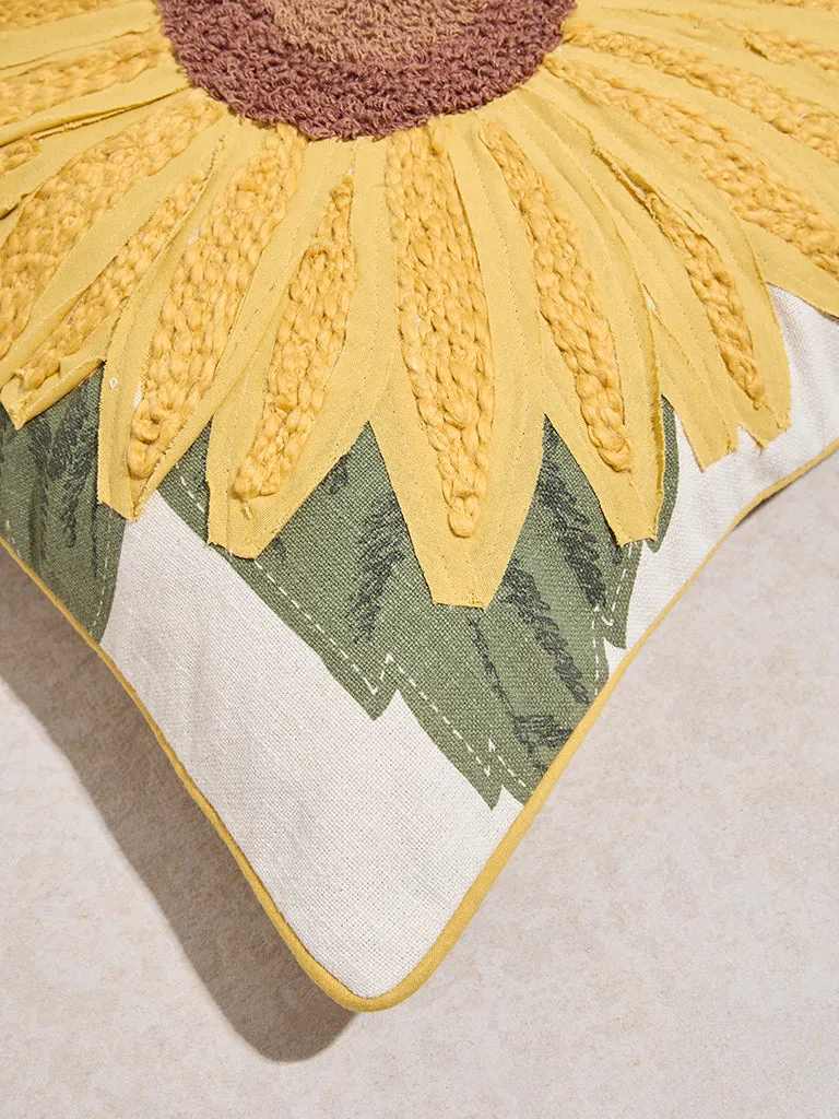 Westside Home Yellow Sunflower Design Cushion Cover