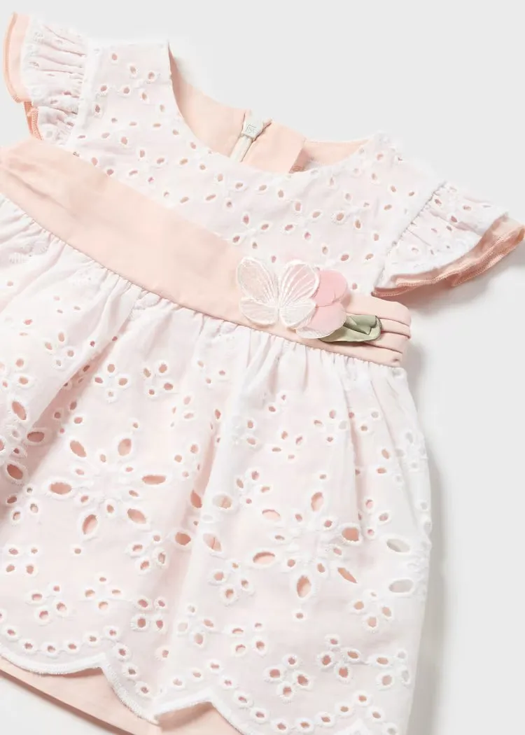 White Embroidered Sash Dress