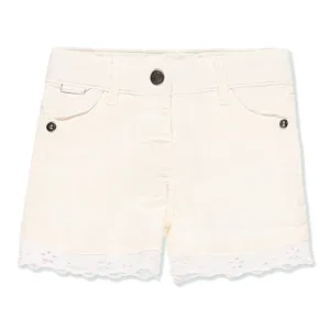 White Lace Denim Shorts