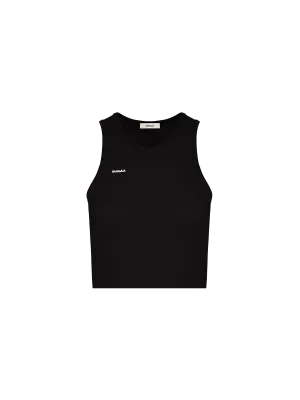 Womens 365 Cotton-Stretch Tank Top—Black