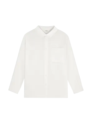 Womens Aloe Linen Collared Long Sleeve Shirt—off-white