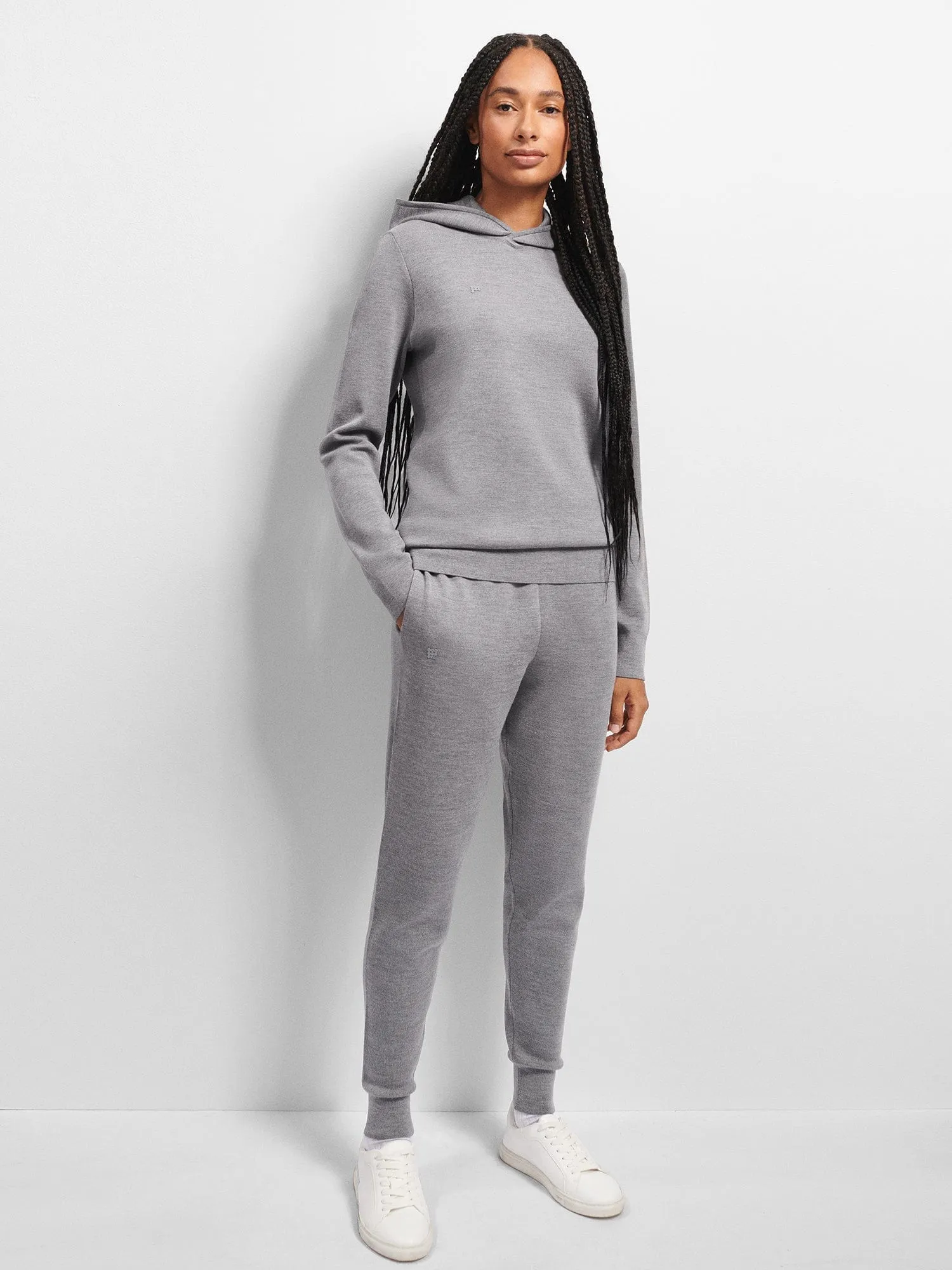 Womens DNA Regenerative Merino Wool Track Pants—grey marl