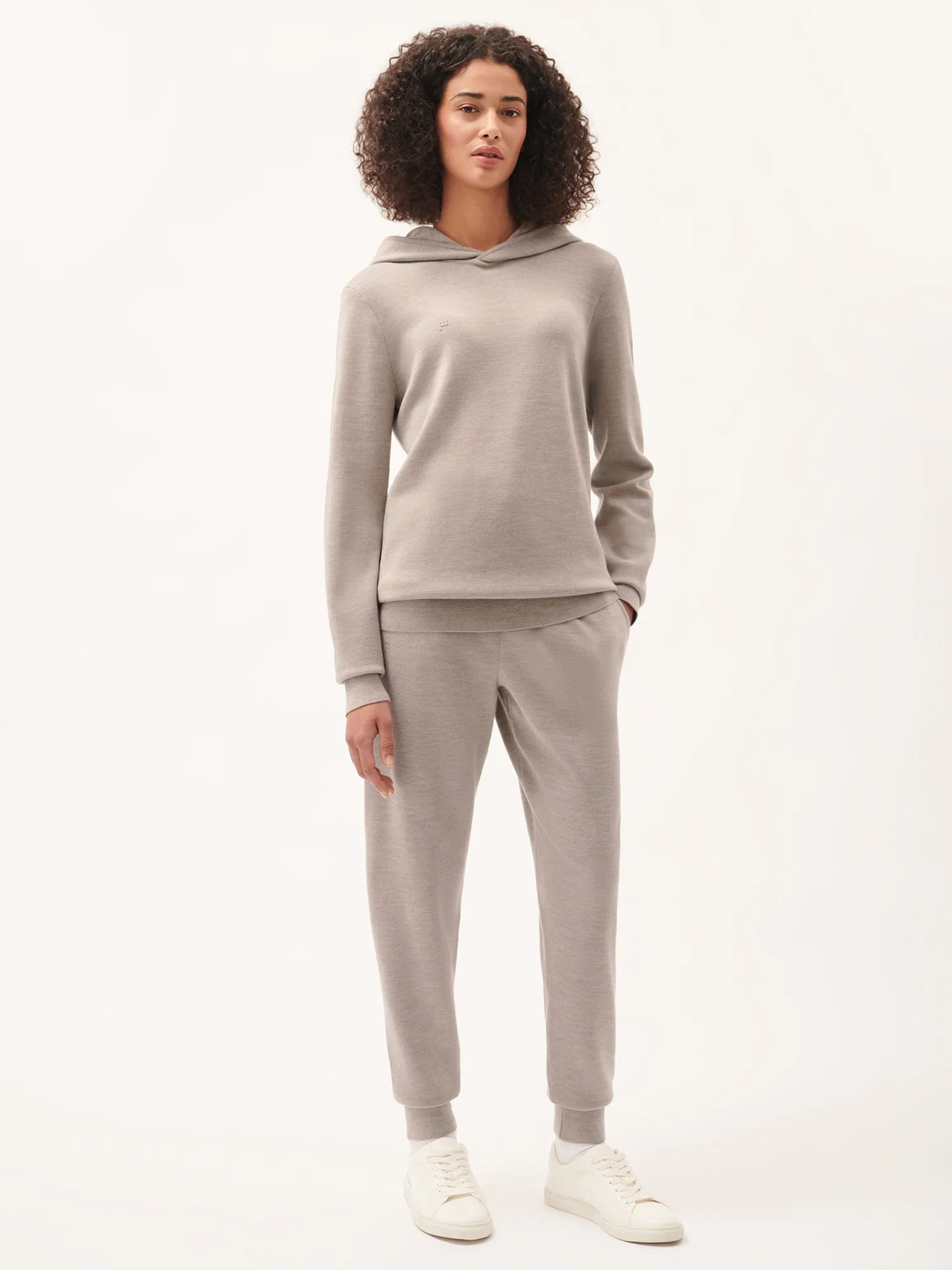 Womens DNA Regenerative Merino Wool Track Pants—stone marl
