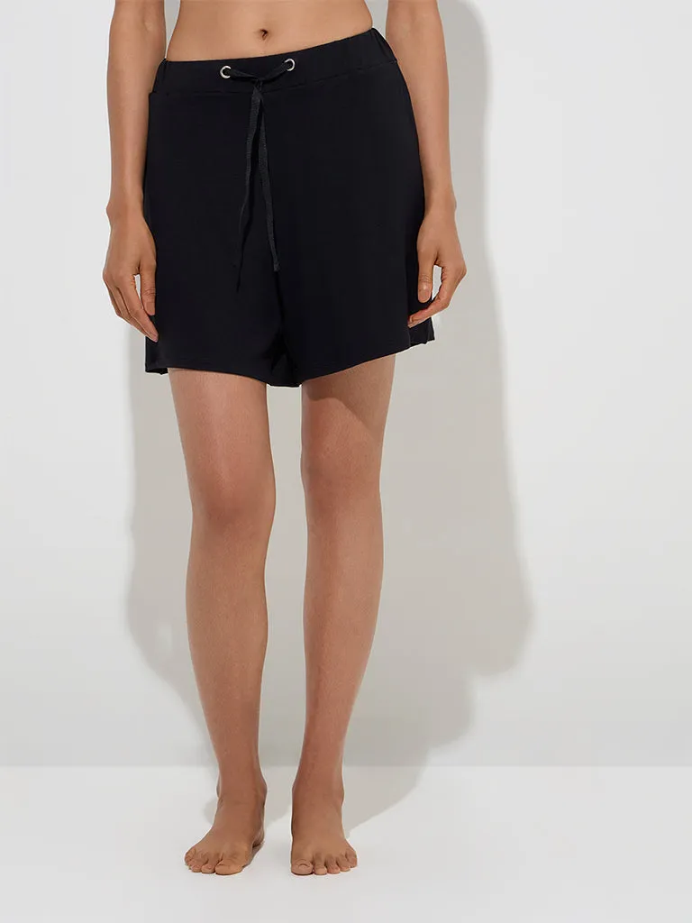 Wunderlove Black High-Rise Lounge Shorts