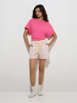 Wunderlove Multicolour Checkered High-Rise Cotton Shorts