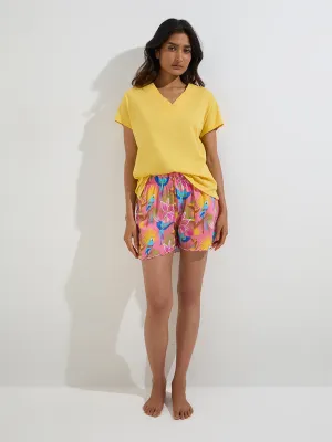 Wunderlove Mustard V-Neck Cotton Top