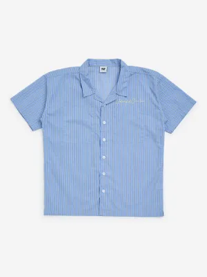 YF Kids Blue Striped Resort-Fit Cotton Shirt