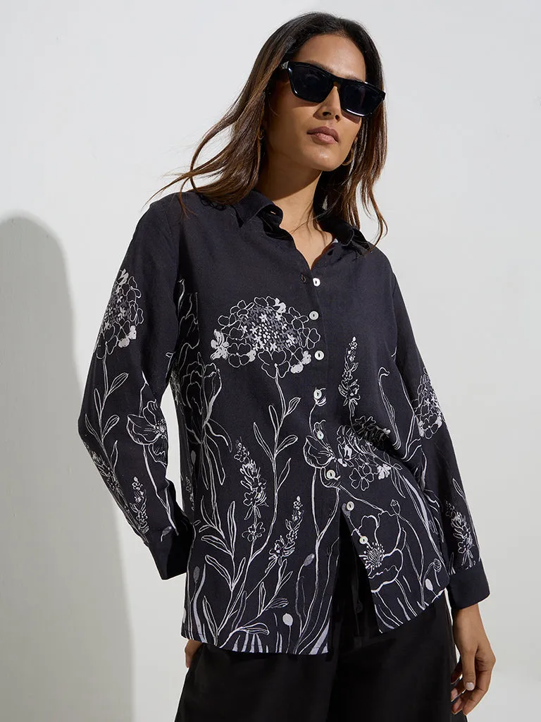 Zuba Black Floral Design Tunic